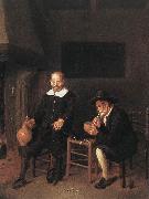 BREKELENKAM, Quiringh van Interior with Two Men by the Fireside f oil painting on canvas